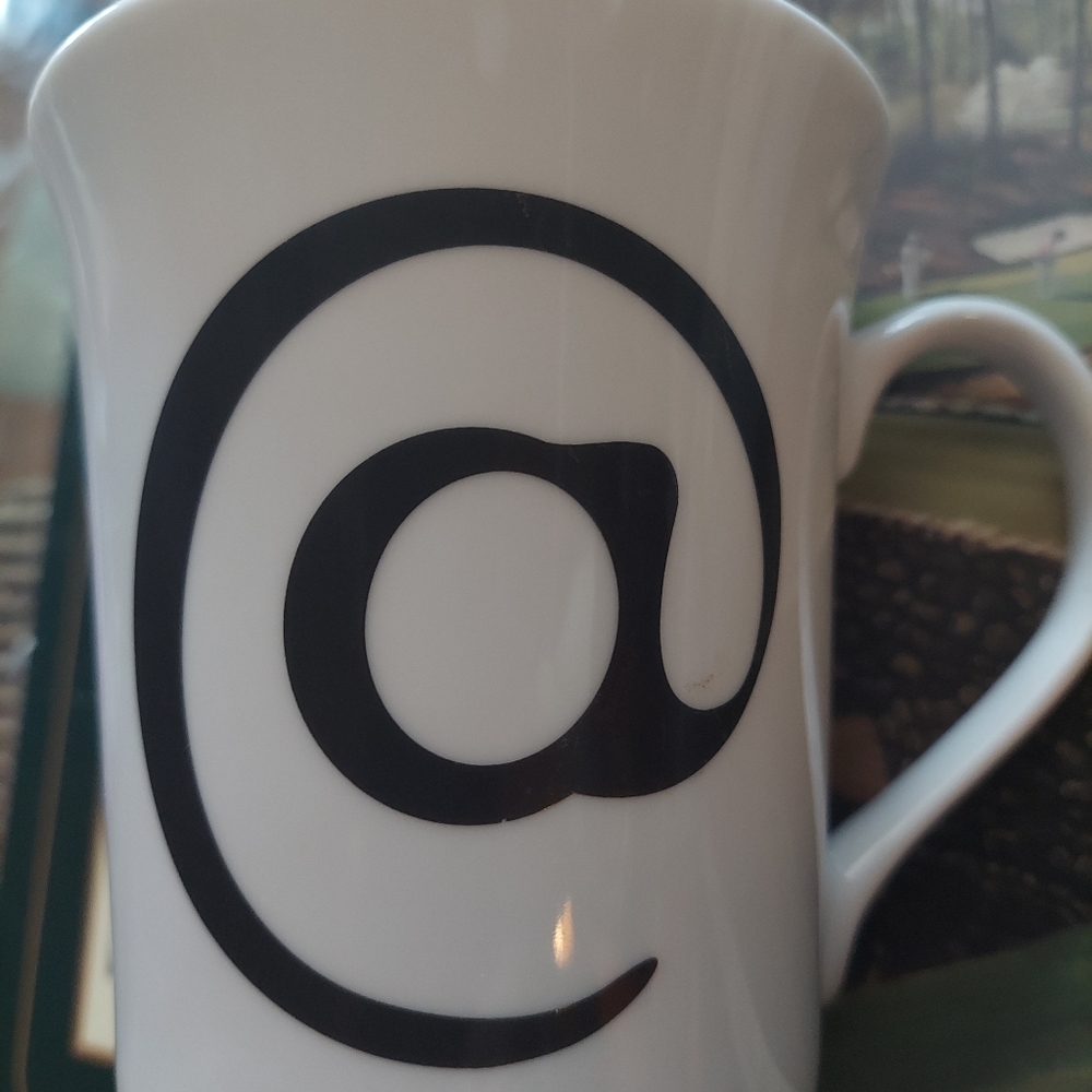 White German porcelain ampersand coffee mug by Kurtlz